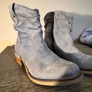 Sundance Light Blue Suede Ankle Boots